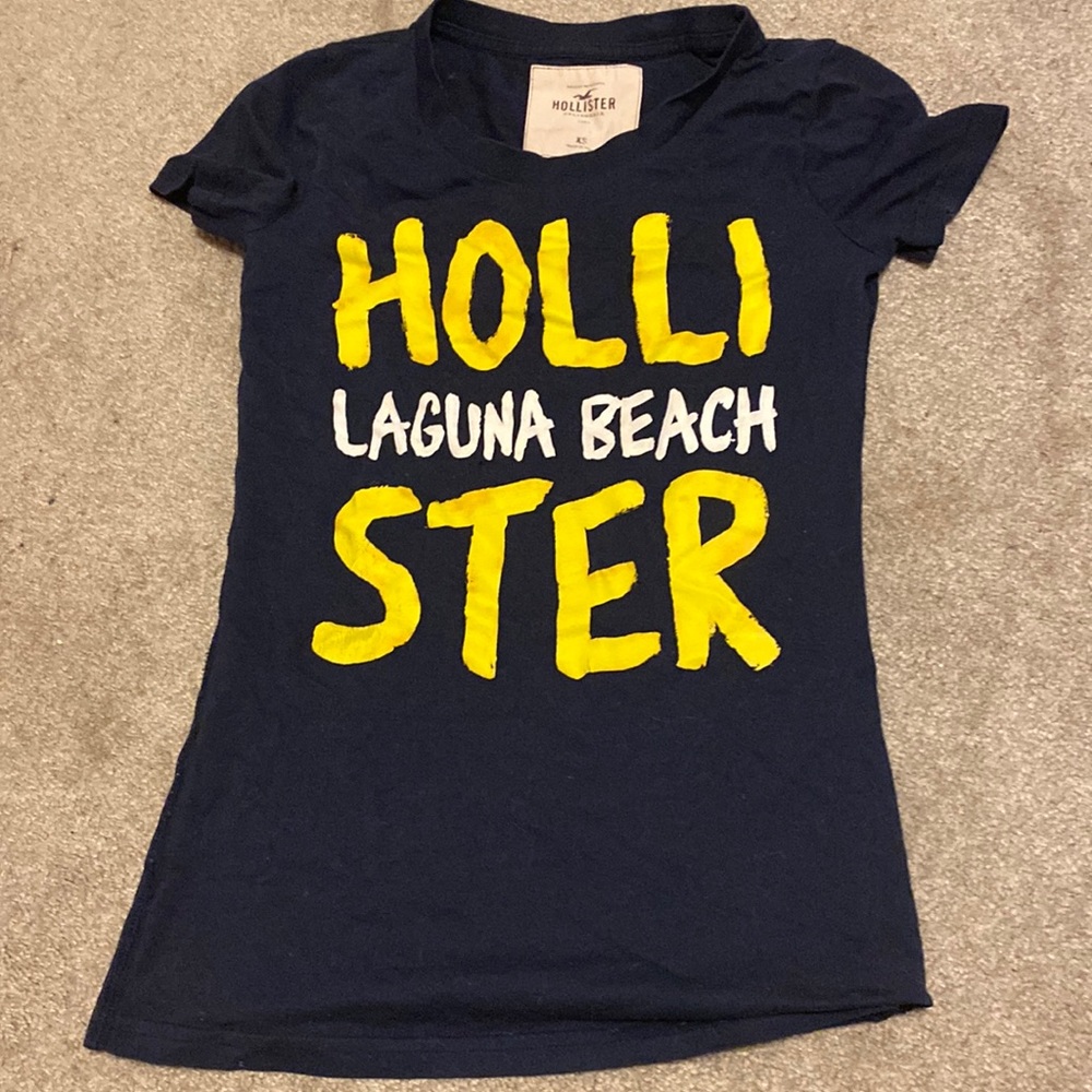 blue shirt, from hollister